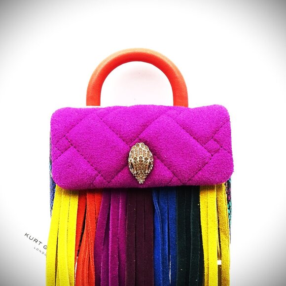 KURT GEIGER LONDON Handle Micro Kensington Suede Fringe Crossbody Bag - Picture 6 of 8